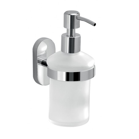 Gedy 5381 dosasapone da parete con contenitore in vetro satinato ed erogatore in acciaio cromato serie FEBO