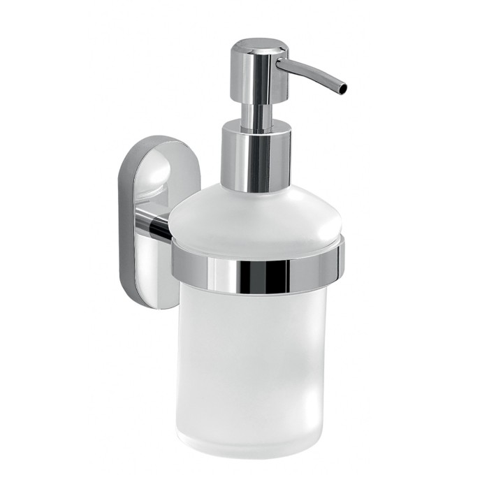 Gedy 5381 dosasapone da parete con contenitore in vetro satinato ed erogatore in acciaio cromato serie FEBO
