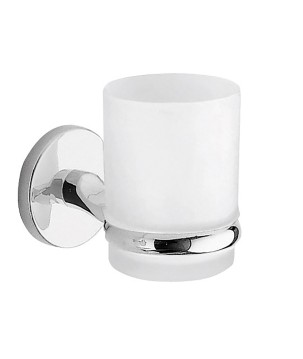 Gedy 4210 portaspazzolini da parete con contenitore in vetro satinato serie VERMONT PRO