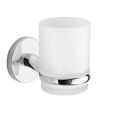 Gedy 4210 portaspazzolini da parete con contenitore in vetro satinato serie VERMONT PRO