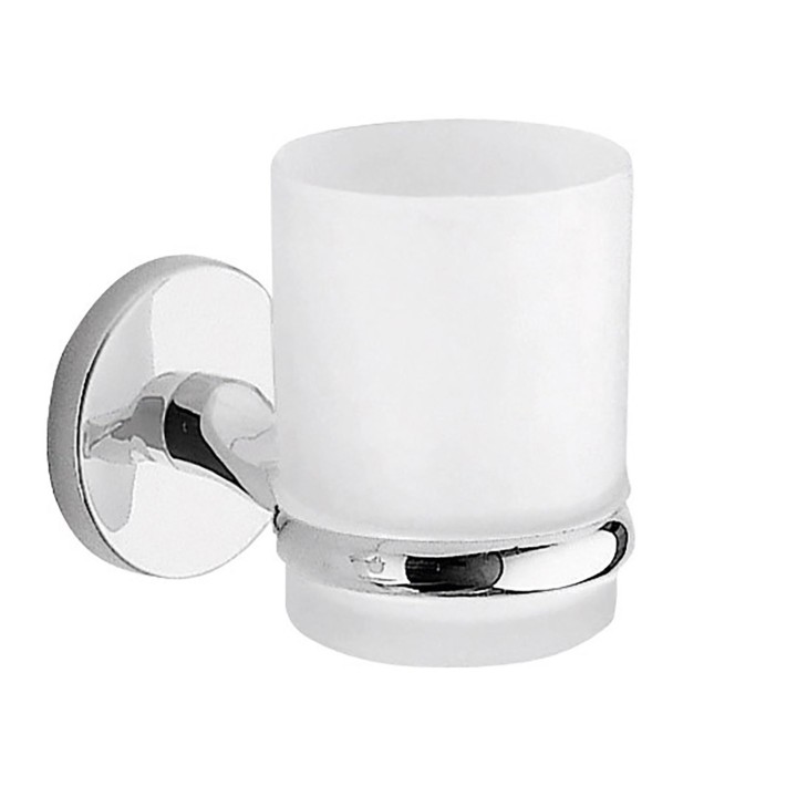 Gedy 4210 portaspazzolini da parete con contenitore in vetro satinato serie VERMONT PRO