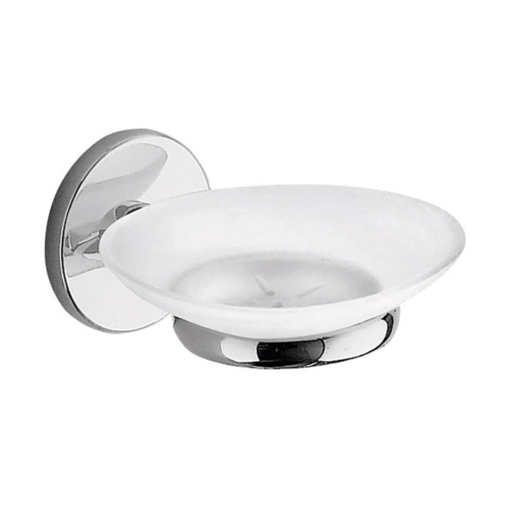 Gedy 4211 portasapone da parete con contenitore in vetro satinato serie VERMONT PRO