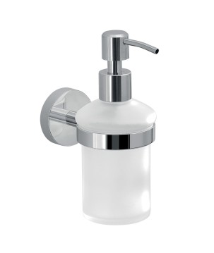 Gedy 2381 dosasapone da parete con contenitore in vetro satinato ed erogatore in acciaio inox serie EROS