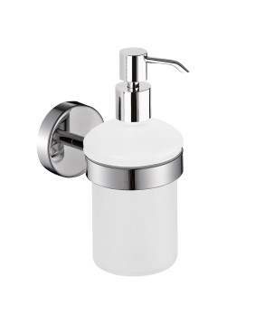 Gedy 5081 dosasapone da parete con contenitore in vetro satinato ed erogatore in acciaio serie PROJECT