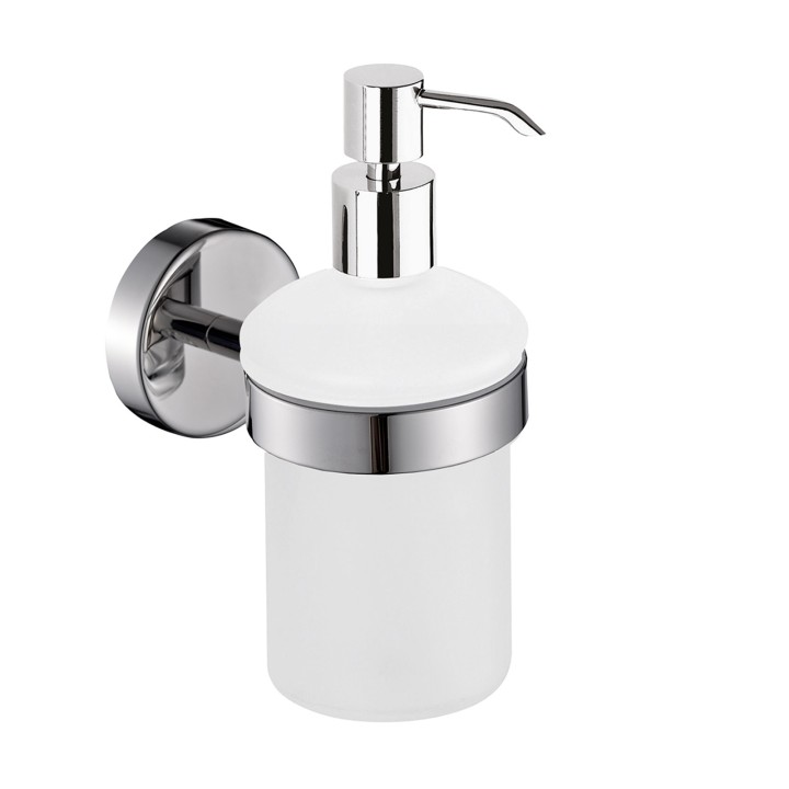 Gedy 5081 dosasapone da parete con contenitore in vetro satinato ed erogatore in acciaio serie PROJECT
