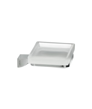 Gedy 5711 portasapone da parete con contenitore in vetro satinato serie GLAMOUR