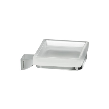 Gedy 5711 portasapone da parete con contenitore in vetro satinato serie GLAMOUR