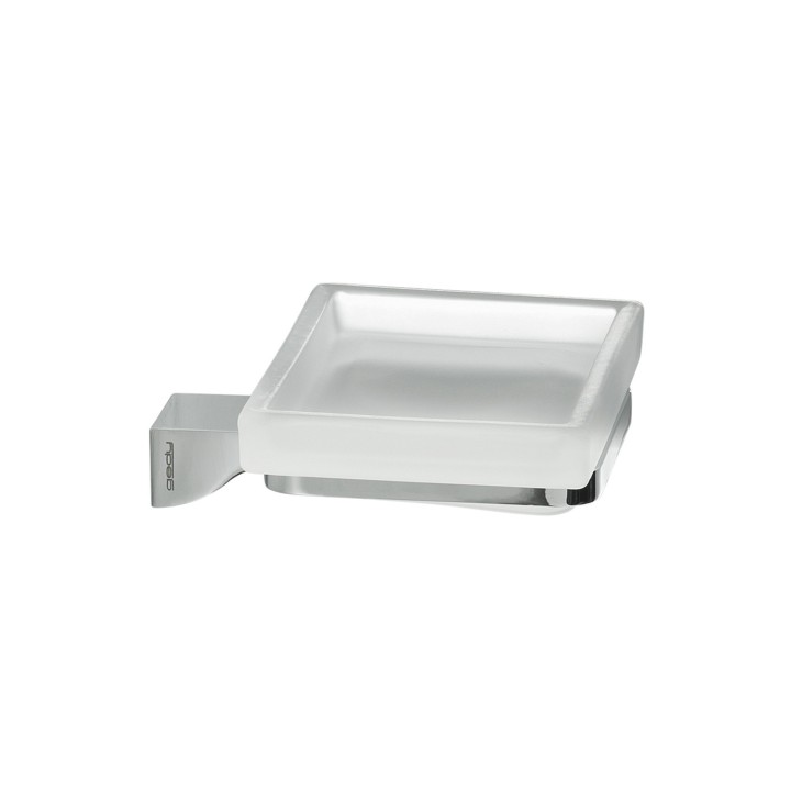 Gedy 5711 portasapone da parete con contenitore in vetro satinato serie GLAMOUR