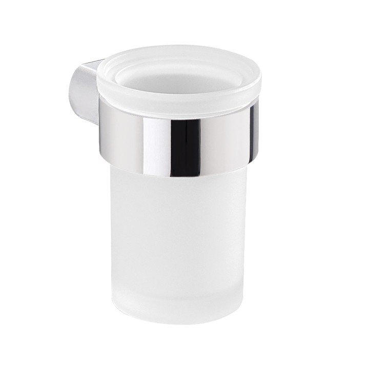 Gedy PI10 portaspazzolini da parete con contenitore in vetro satinato serie PIRENEI Gedy PI10 portaspazzolini da parete con contenitore in vetro satinato serie PIRENEI