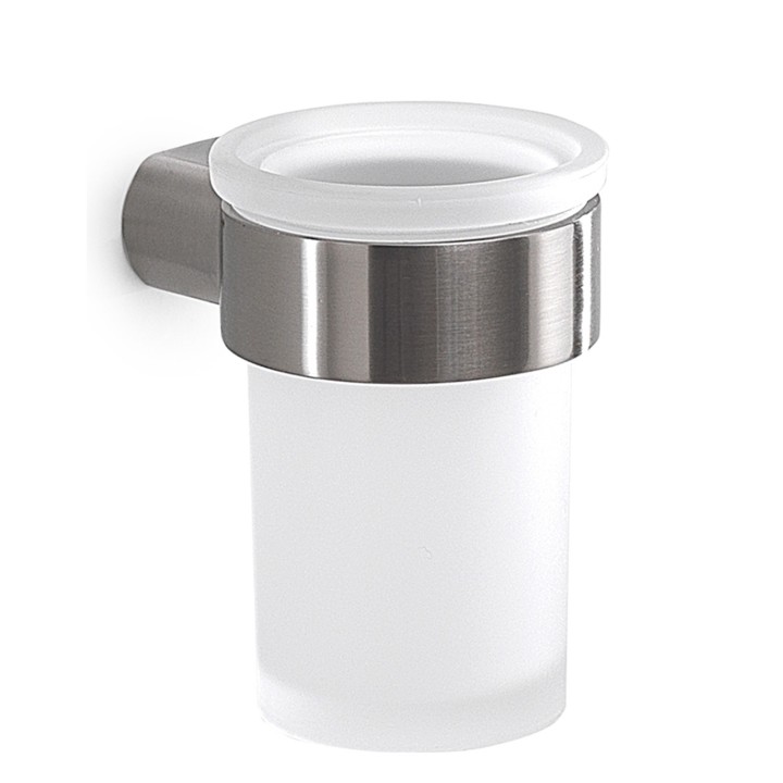 Gedy PI10 portaspazzolini da parete con contenitore in vetro satinato serie PIRENEI Gedy PI10 portaspazzolini da parete con contenitore in vetro satinato serie PIRENEI