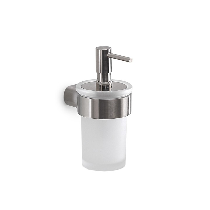 Gedy PI81 dosasapone da parete con contenitore in vetro satinato ed erogatore in plastica serie PIRENEI Gedy PI81 dosasapone da parete con contenitore in vetro satinato ed erogatore in plastica serie PIRENEI
