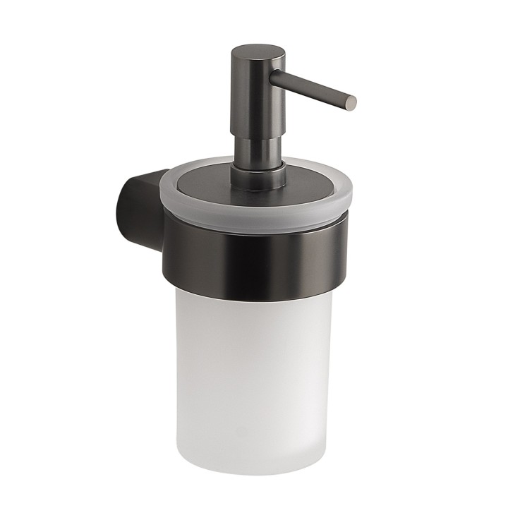Gedy PI81 dosasapone da parete con contenitore in vetro satinato ed erogatore in plastica serie PIRENEI Gedy PI81 dosasapone da parete con contenitore in vetro satinato ed erogatore in plastica serie PIRENEI
