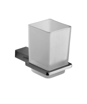 Gedy 3810 portaspazzolini da parete con contenitore in vetro satinato serie KANSAS