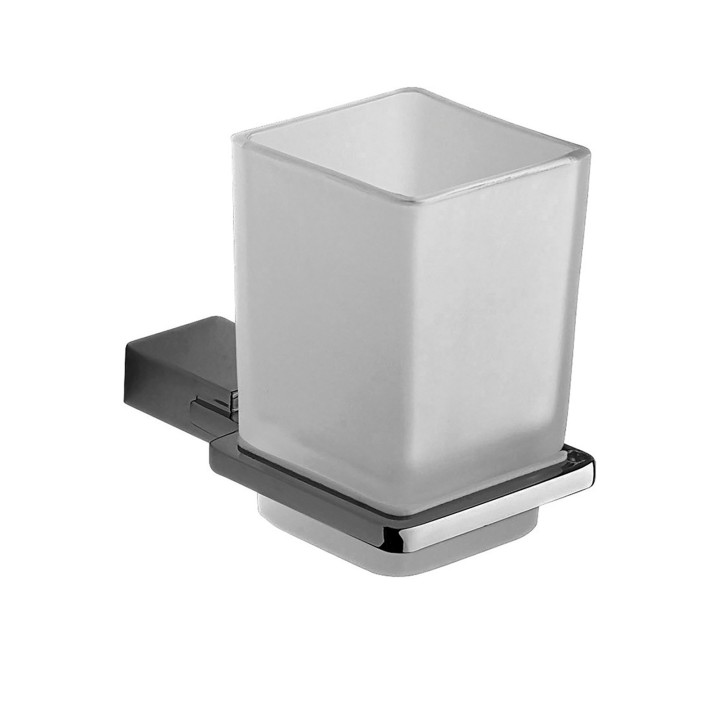 Gedy 3810 portaspazzolini da parete con contenitore in vetro satinato serie KANSAS