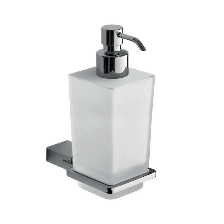 Gedy 3881 dosasapone da parete con contenitore in vetro satinato ed erogatore in cromall serie KANSAS