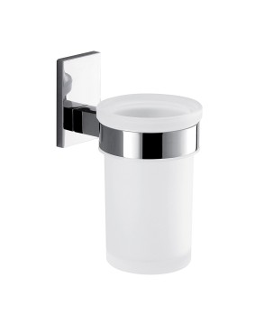 Gedy 7810 portaspazzolini da parete con contenitore in vetro satinato serie MAINE
