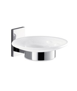 Gedy 7811 portasapone da parete con contenitore in vetro satinato serie MAINE