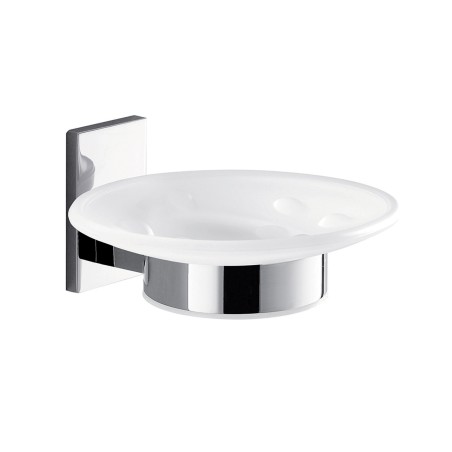 Gedy 7811 portasapone da parete con contenitore in vetro satinato serie MAINE