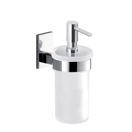 Gedy 7881 dosasapone da parete con contenitore in vetro satinato ed erogatore in plastica cromato serie MAINE