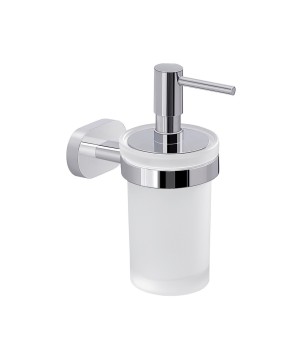 Gedy BE81 dosasapone da parete con contenitore in vetro satinato ed erogatore in plastica cromata serie BERNINA