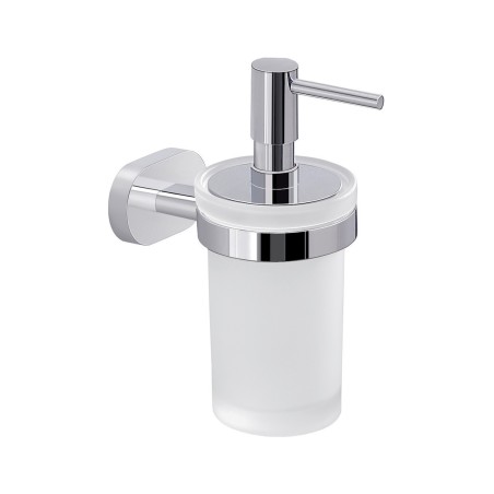 Gedy BE81 dosasapone da parete con contenitore in vetro satinato ed erogatore in plastica cromata serie BERNINA