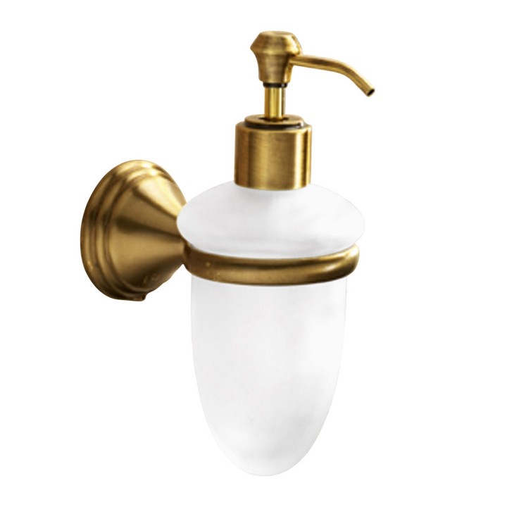 Gedy 7581 dosasapone da parete con contenitore in vetro satinato ed erogatore in plastica bronzata serie ROMANCE