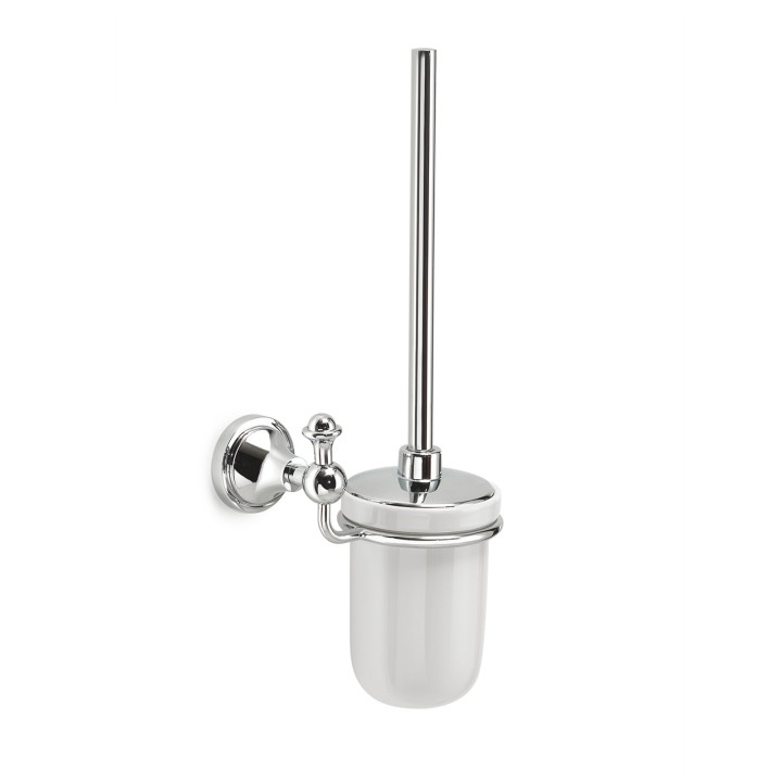 Gedy NV33-03 scopino da parete con ciuffo in setole bianco e tazza in ceramica bianca serie NEVIS