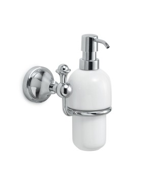 Gedy NV80 dosasapone da parete con contenitore in ceramica bianca ed erogatore in plastica cromato serie NEVIS