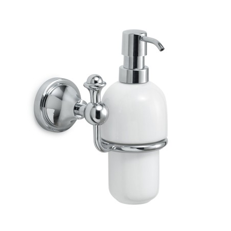 Gedy NV80 dosasapone da parete con contenitore in ceramica bianca ed erogatore in plastica cromato serie NEVIS