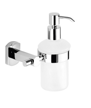 Gedy EP81 dosasapone da parete con contenitore in vetro satinato ed erogatore in metallo serie EDERA PLUS