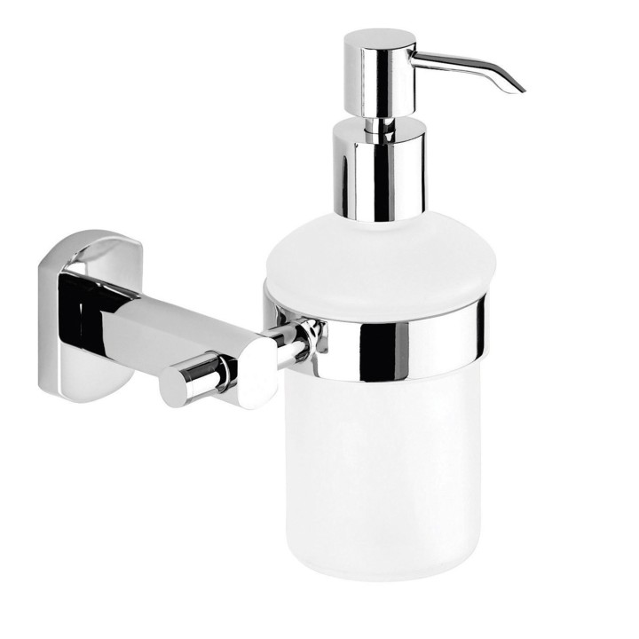 Gedy EP81 dosasapone da parete con contenitore in vetro satinato ed erogatore in metallo serie EDERA PLUS