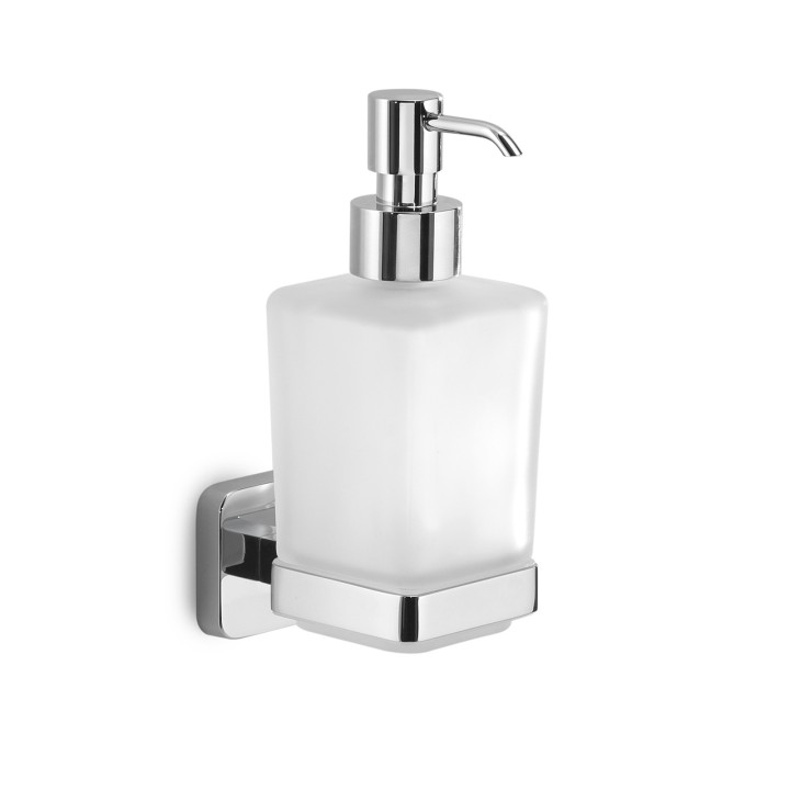 Gedy TO81 dosasapone da parete con contenitore in vetro satinato ed erogatore in acciaio inox serie TONGA