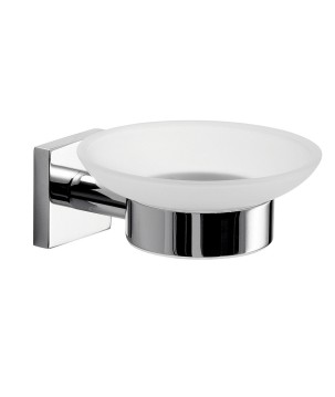 Gedy FJ11 portasapone da parete con contenitore in vetro satinato serie FUJI