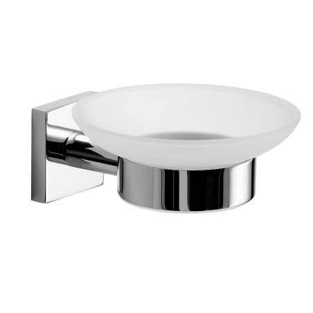Gedy FJ11 portasapone da parete con contenitore in vetro satinato serie FUJI