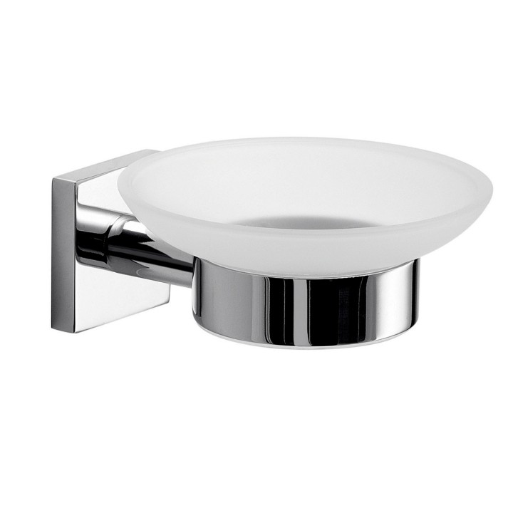 Gedy FJ11 portasapone da parete con contenitore in vetro satinato serie FUJI