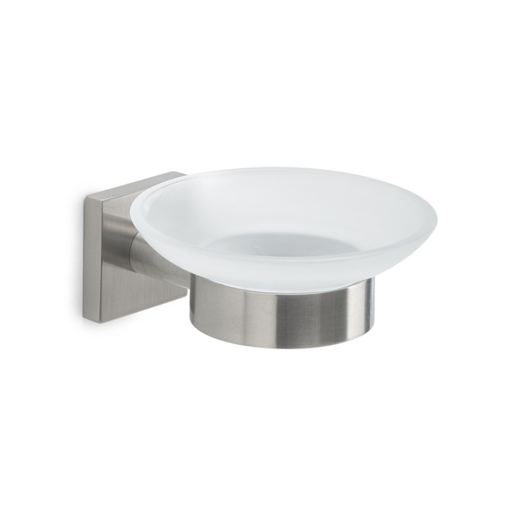 Gedy FJ11 portasapone da parete con contenitore in vetro satinato serie FUJI