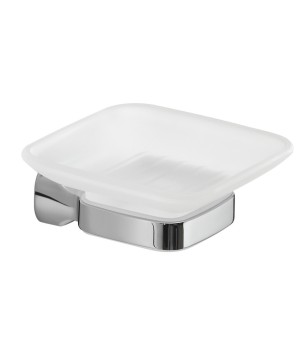 Gedy ST11 portasapone da parete con contenitore in vetro satinato serie STELVIO