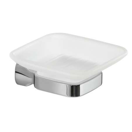 Gedy ST11 portasapone da parete con contenitore in vetro satinato serie STELVIO