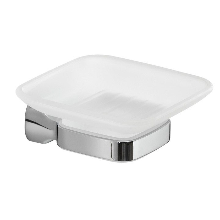 Gedy ST11 portasapone da parete con contenitore in vetro satinato serie STELVIO