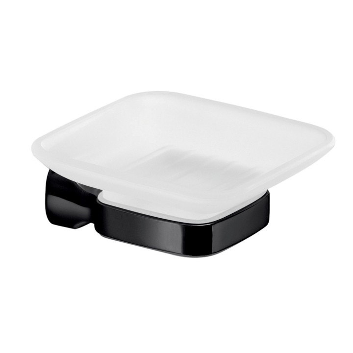 Gedy ST11 portasapone da parete con contenitore in vetro satinato serie STELVIO