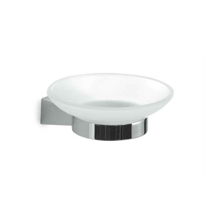 Gedy TN11 portasapone da parete con contenitore in vetro satinato serie TONALE