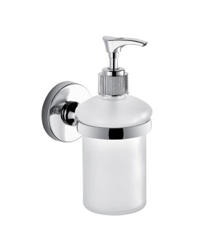 Gedy FE81 dosasapone da parete con contenitore in vetro satinato ed erogatore in plastica cromata serie FELCE
