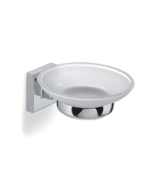 Gedy OI11 portasapone da parete con contenitore in vetro satinato serie OLIMPO