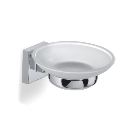 Gedy OI11 portasapone da parete con contenitore in vetro satinato serie OLIMPO