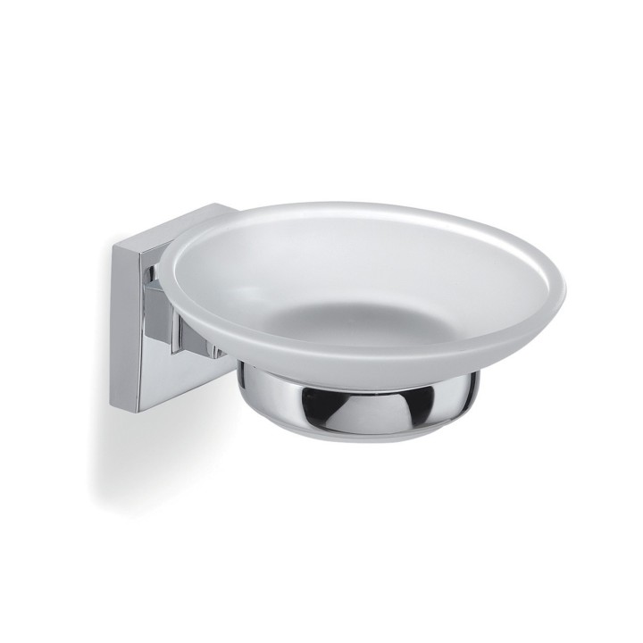 Gedy OI11 portasapone da parete con contenitore in vetro satinato serie OLIMPO