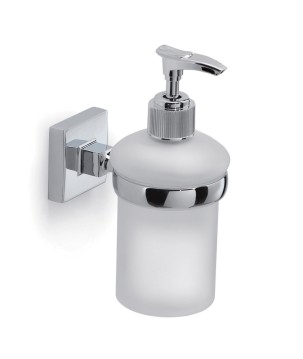 Gedy OI81 dosasapone da parete con contenitore in vetro satinato ed erogatore in plastica metallizzata serie OLIMPO