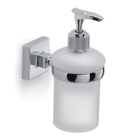 Gedy OI81 dosasapone da parete con contenitore in vetro satinato ed erogatore in plastica metallizzata serie OLIMPO