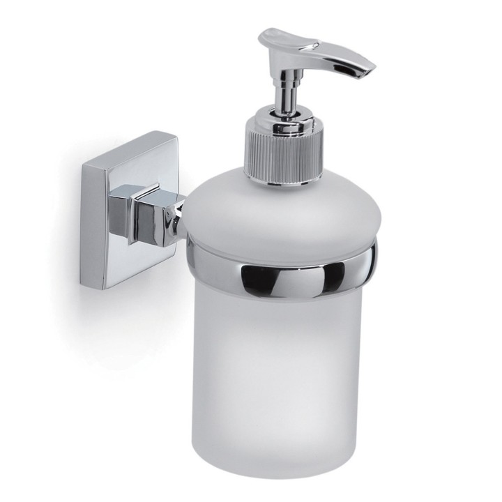 Gedy OI81 dosasapone da parete con contenitore in vetro satinato ed erogatore in plastica metallizzata serie OLIMPO Gedy OI81 dosasapone da parete con contenitore in vetro satinato ed erogatore in plastica metallizzata serie OLIMPO