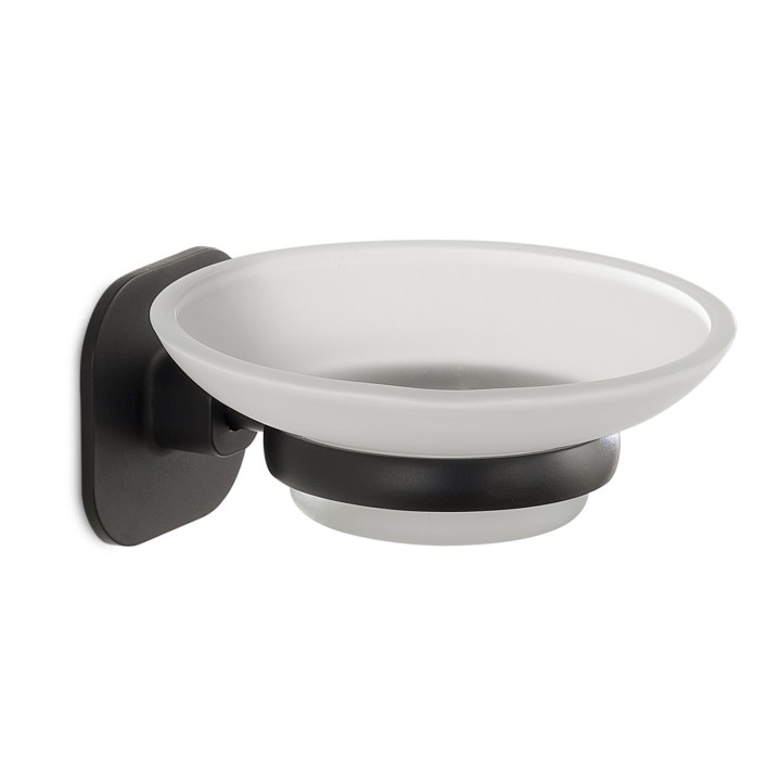 Gedy TE11 portasapone da parete con contenitore in vetro satinato serie TEIDE