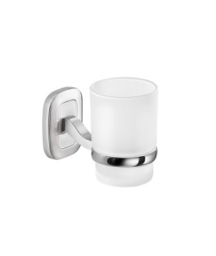 Gedy EV10 portaspazzolini da parete con contenitore in vetro satinato serie EVEREST